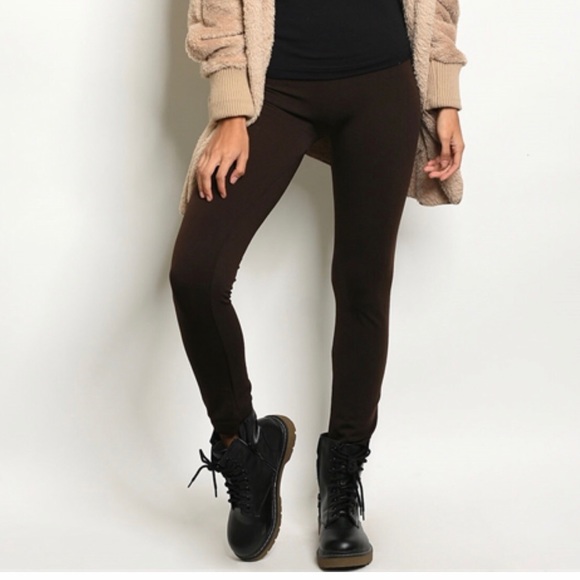 Fabric and Fabric Pants - Brown Seamless Fleece Legging